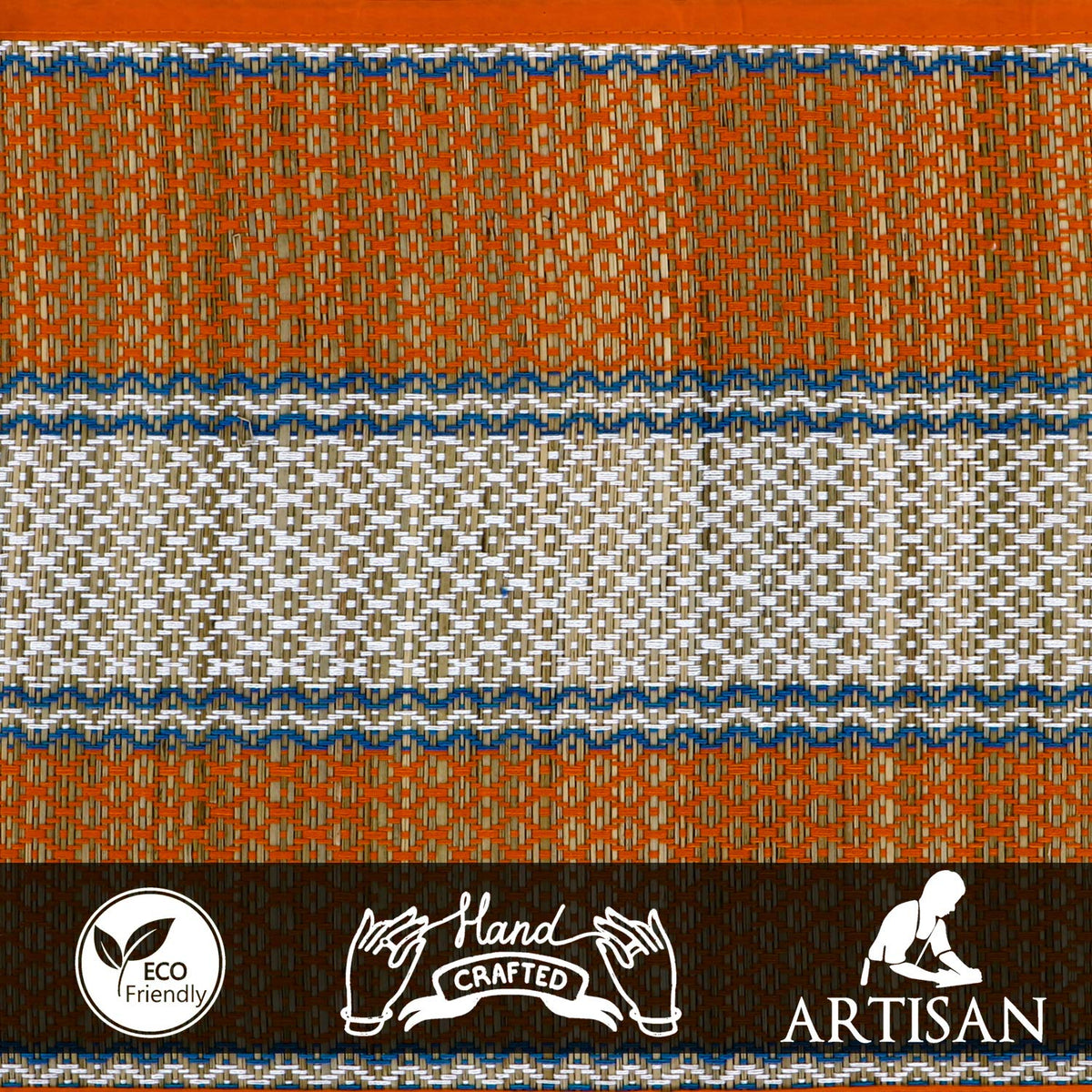 Handmade Madurkathi River Grass Dining Table Mats, Orange