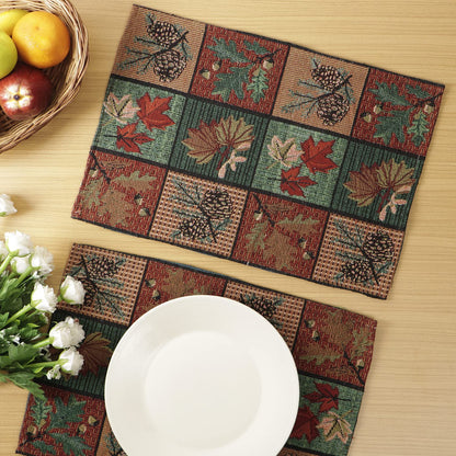 Cotton Jacquard Dining Table Mats, Multicolor Leaf