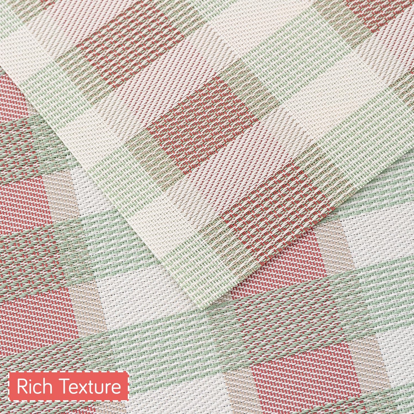 Classic Checks PVC Washable Mats for Dining Table - Mint Green