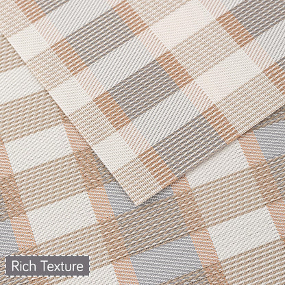 Classic Checks PVC Washable Mats for Dining Table - Stone Brown