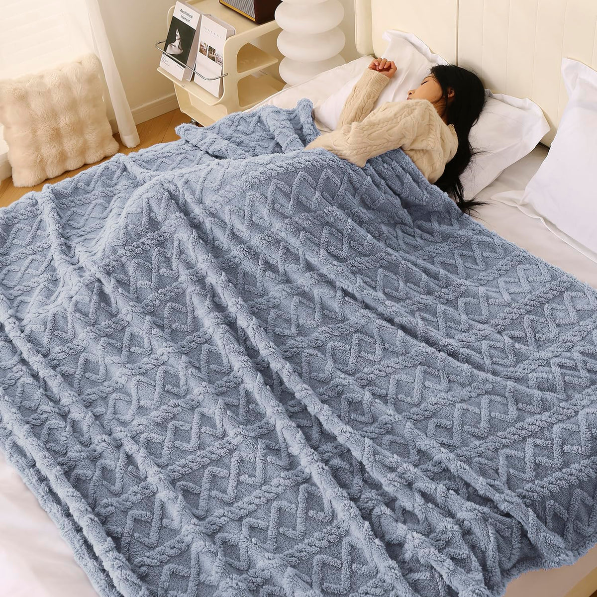 Buy Powder Blue Colour Soft Fleece AC Blanket | HOKIPO
