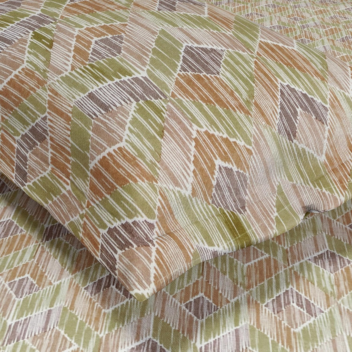 HOKIPO King Size Cotton Bedsheet, 2 Pillow Covers, Geometric, Citrus Sand - image 3