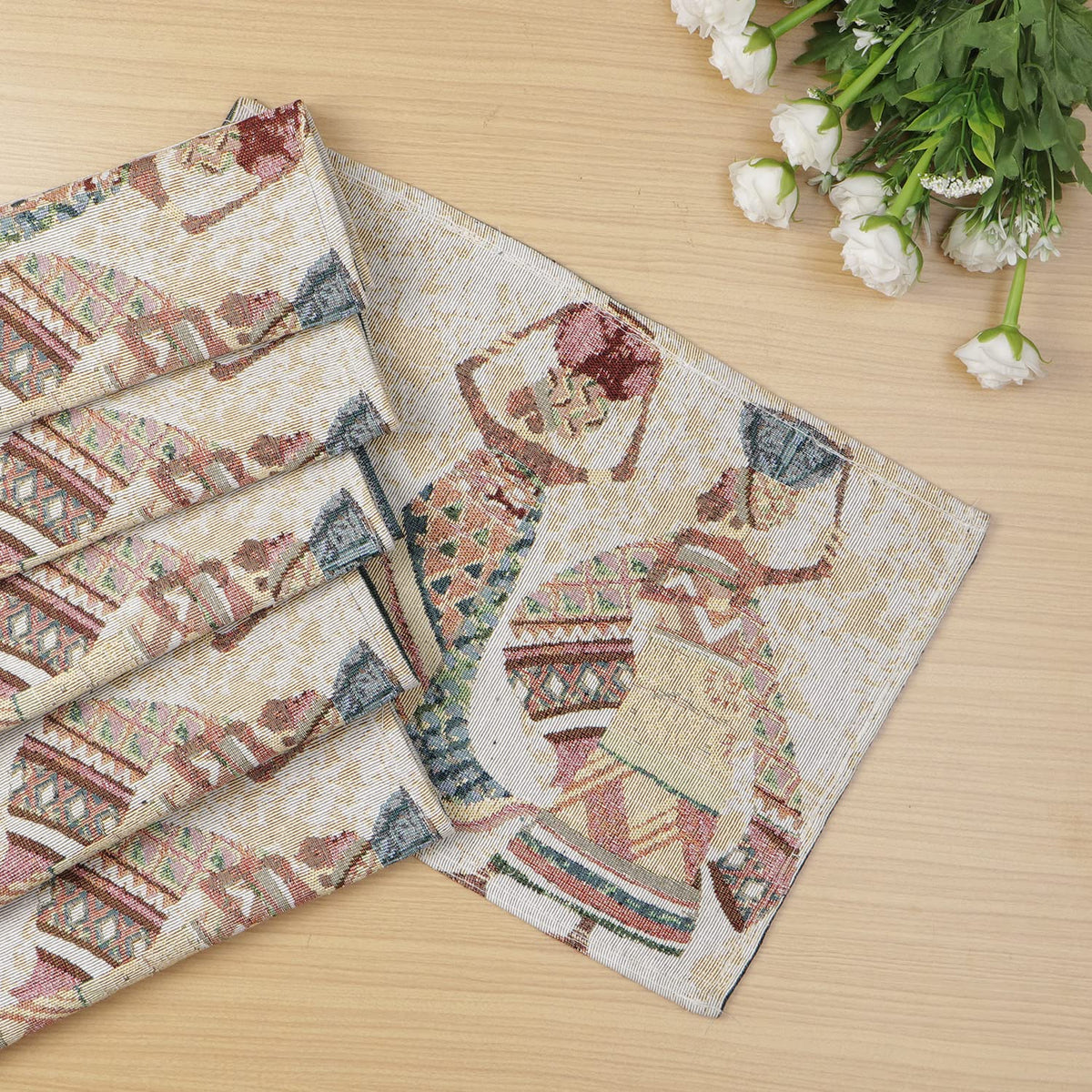 Cotton Jacquard Dining Table Mats, Multicolor Tribal Women