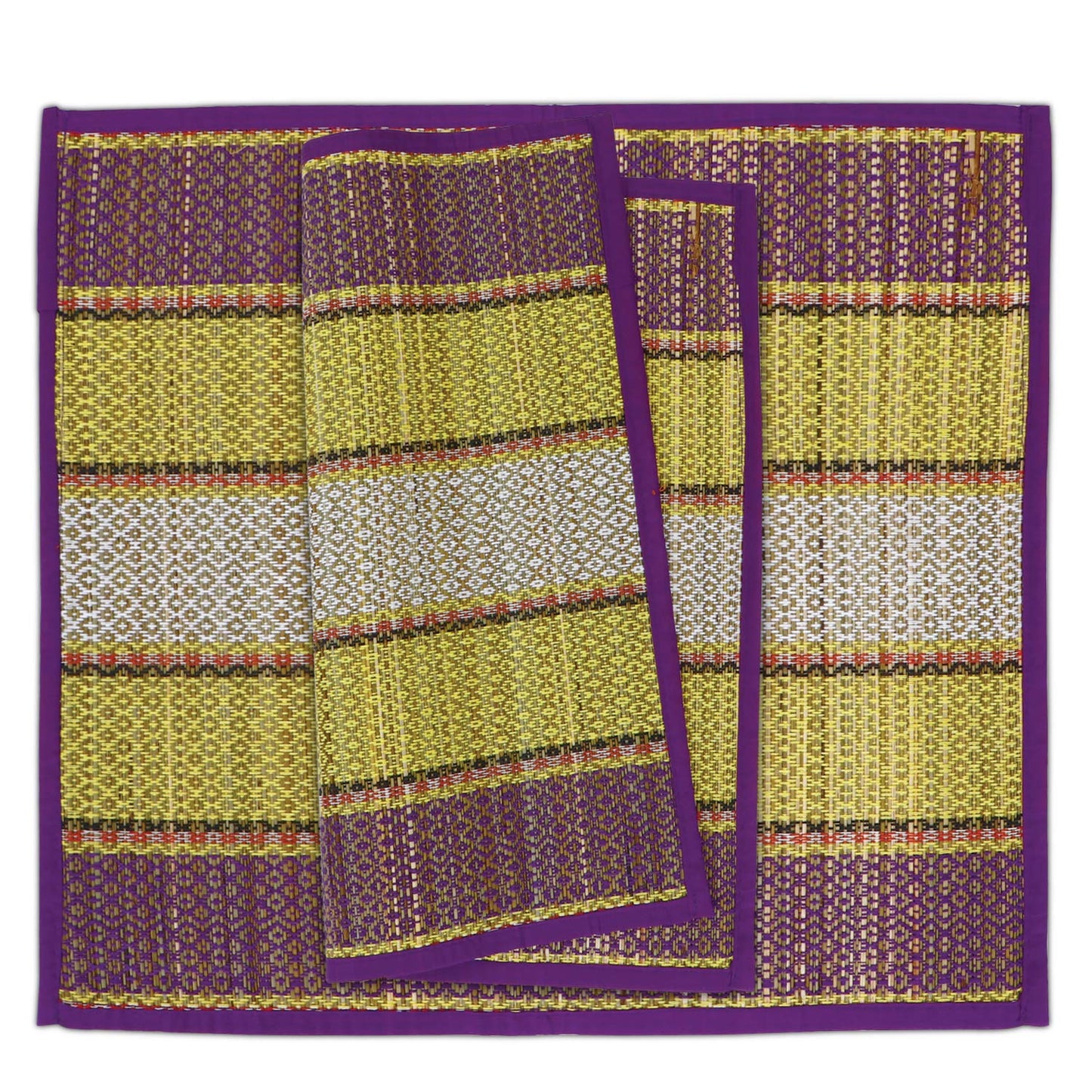 Natural River Grass Handcrafted Pooja Floor Mats/Meditation Prayer Mat/Sittting Mat/Aasan Mat Chatai for Pack of 2/4/6/8, Purple