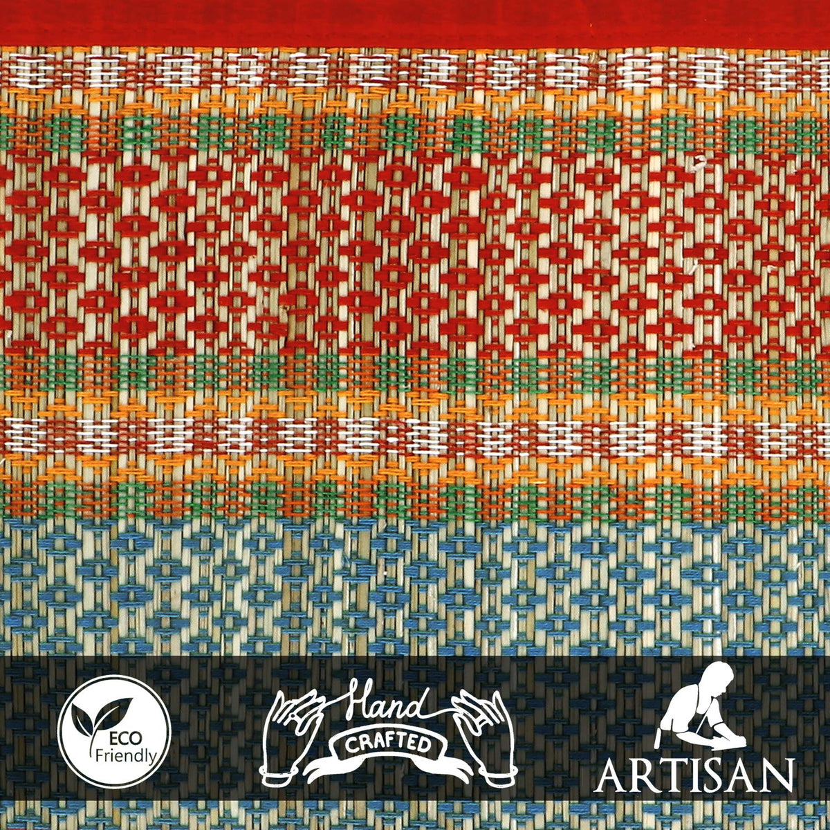 Handmade Madurkathi River Grass Dining Table Mats, Red