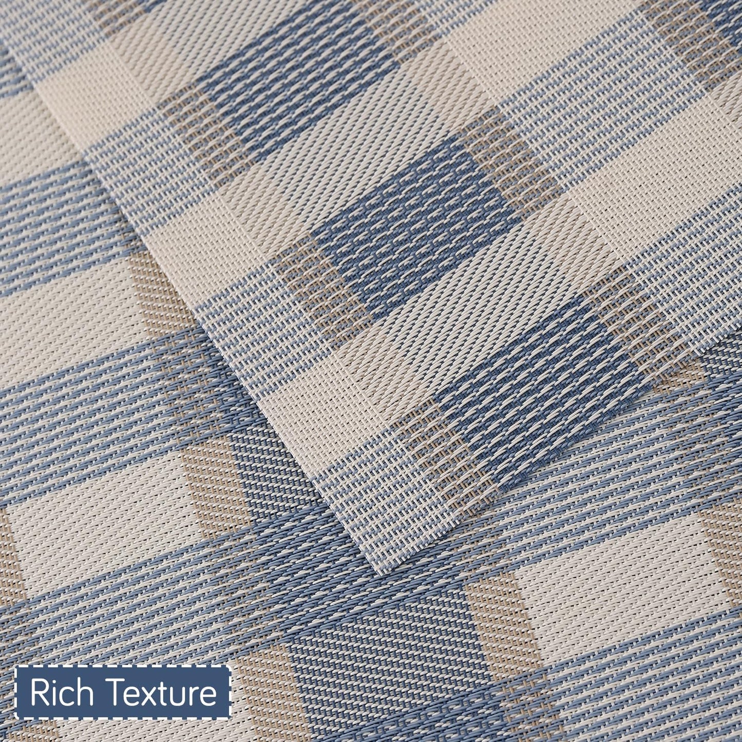 Classic Checks PVC Washable Mats for Dining Table - Pacific Blue