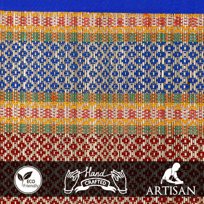Handmade Madurkathi River Grass Dining Table Mats, Blue