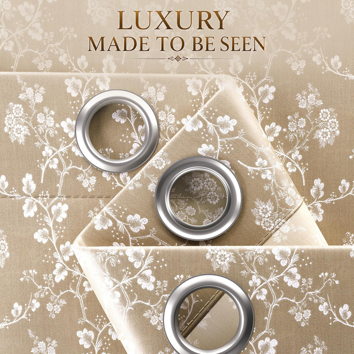 HOKIPO Bahaar Eyelet Curtains, 7 Feet Long - Champagne Beige - image 3