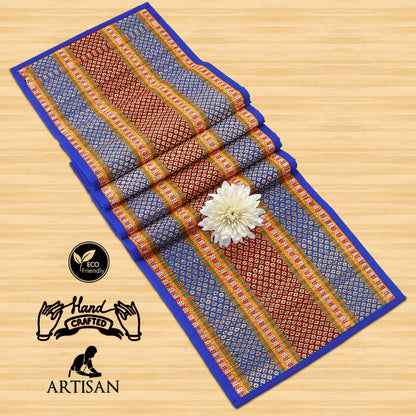Natural Handmade Madurkathi Table Runner for Dining Table, Centre Table, Coffee Table, Teapoy,  Blue