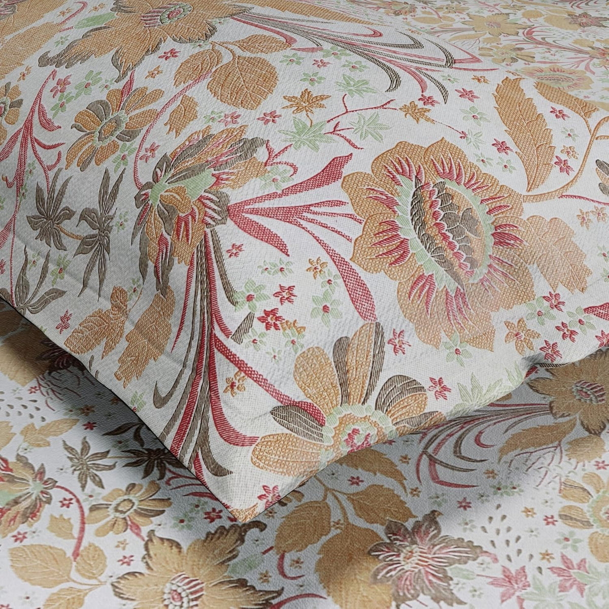 HOKIPO King Size Cotton Bedsheet, 2 Pillow Covers, Etched Floral, Rose Sand - image 3