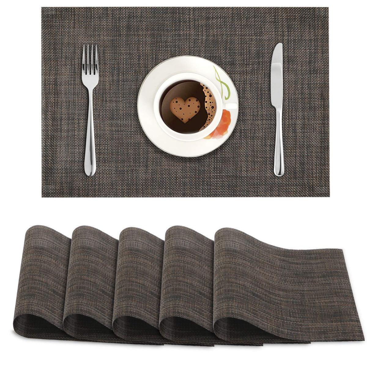 PVC Dining Table Mats, Dark Brown