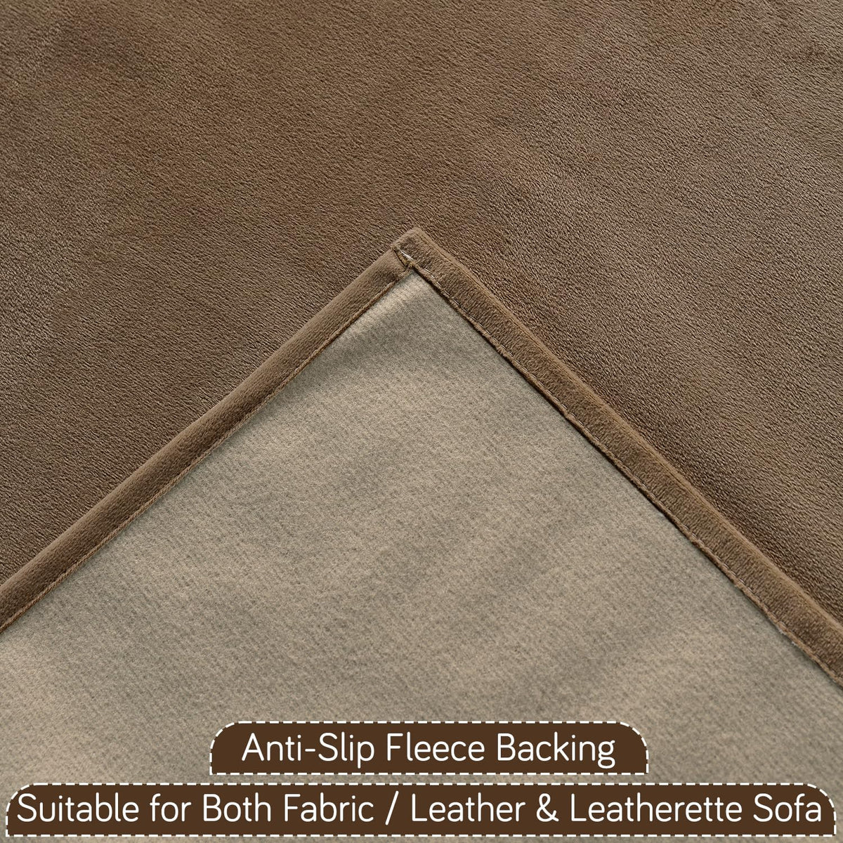 Premium Holland Velvet 5-Seater Sofa Cover (3+1+1), TasselTone Series | Warm Taupe