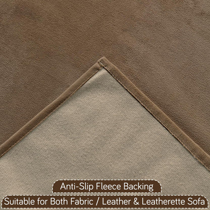 Premium Holland Velvet 5-Seater Sofa Cover (3+1+1), TasselTone Series | Warm Taupe