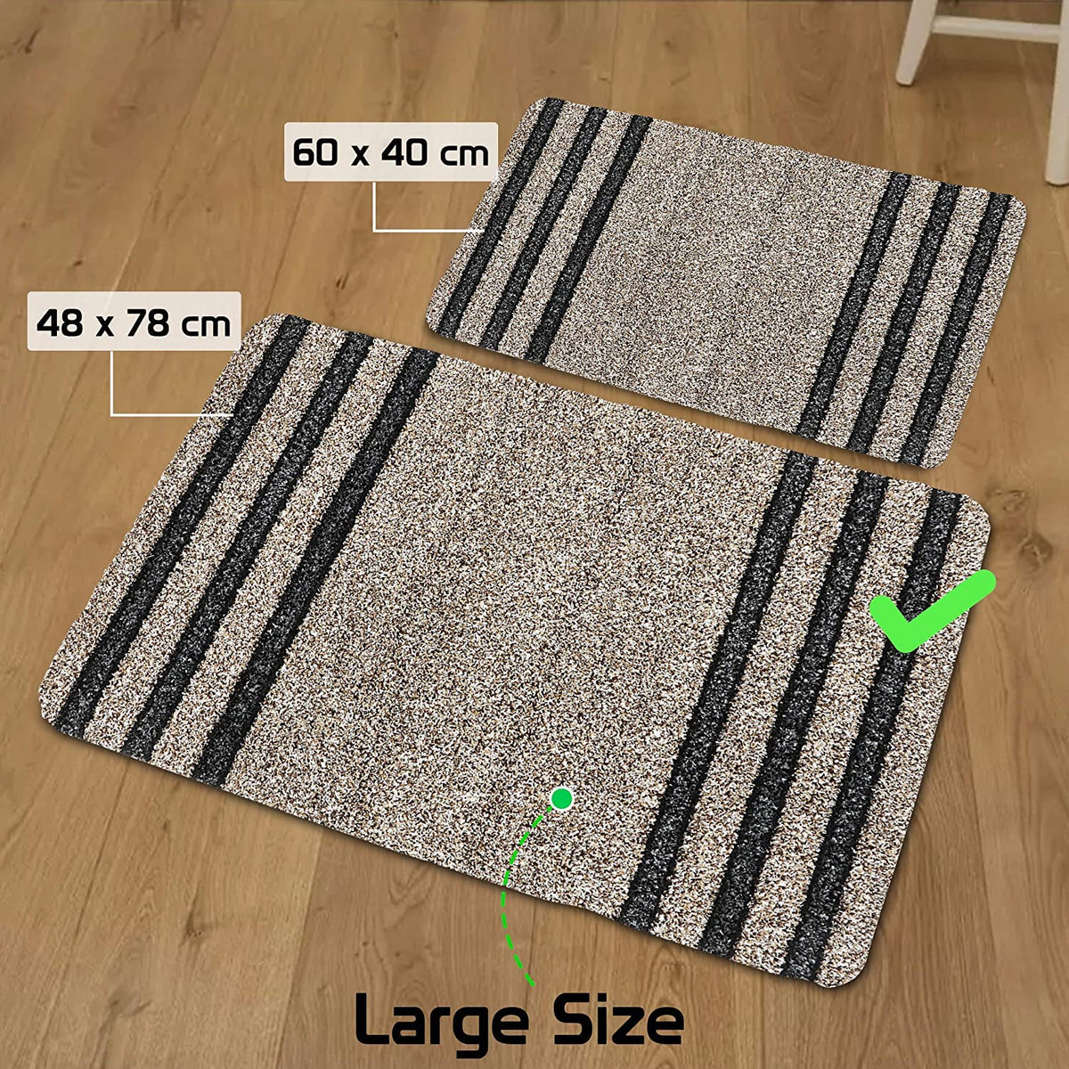 Rubber Back Dirt Trapper Entrance Rectangular Door Mats Big Size, Brown- 48X78 Cm
