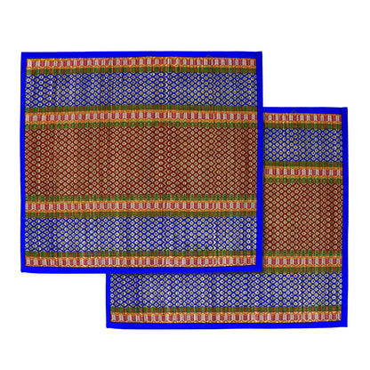 Natural River Grass Handcrafted Pooja Floor Mats/Meditation Prayer Mat/Sittting Mat/Aasan Mat Chatai for Pack of 2/4/6/8, Blue