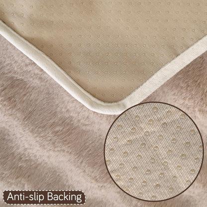 'FurHug' Premium Faux Rabbit Fur Sofa Seat Mats, Latte Brown