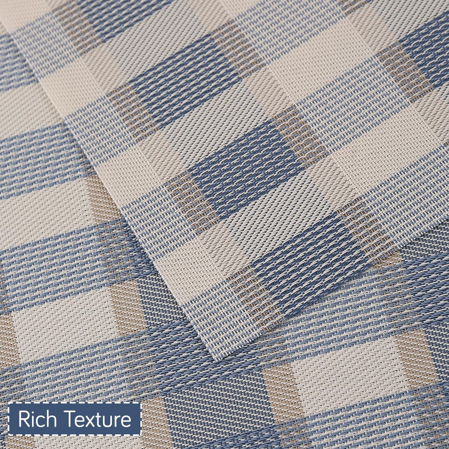 Classic Checks PVC Washable Mats for Dining Table - Pacific Blue