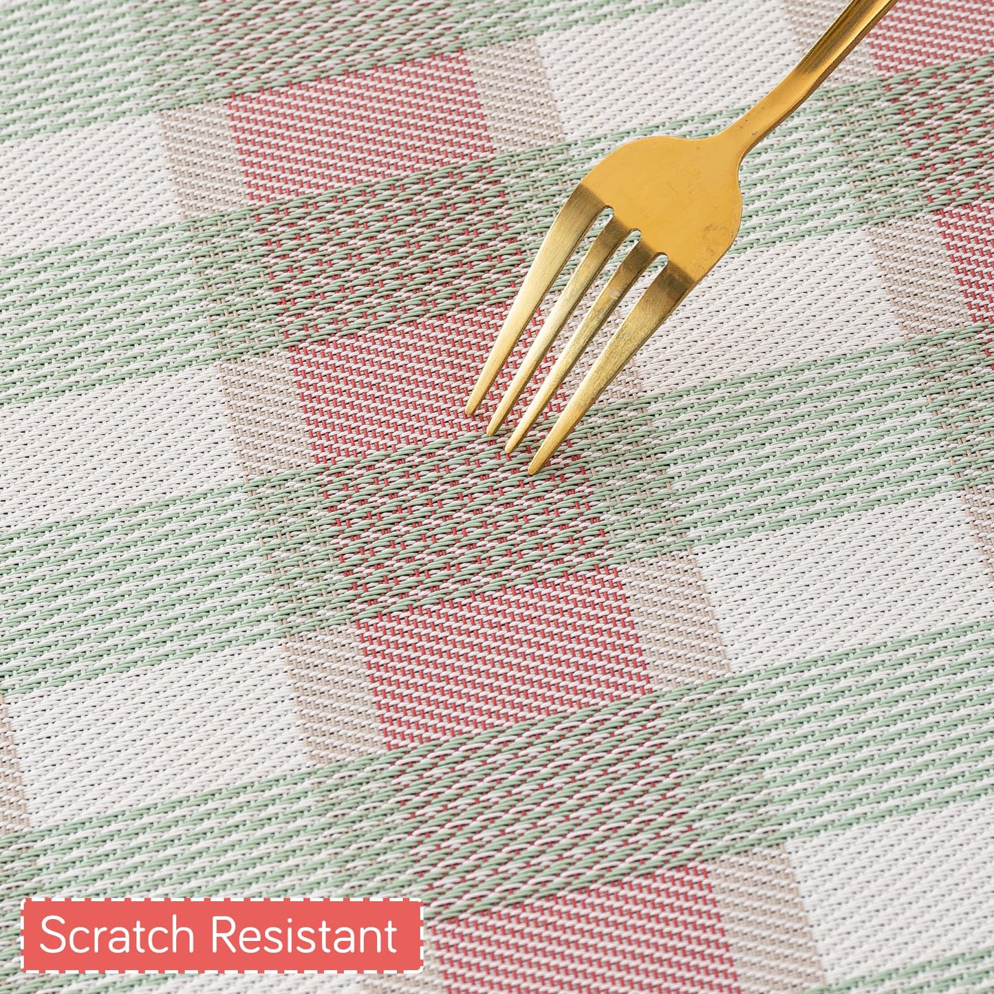 Classic Checks PVC Washable Mats for Dining Table - Mint Green