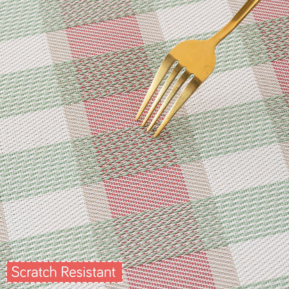 Classic Checks PVC Washable Mats for Dining Table - Mint Green