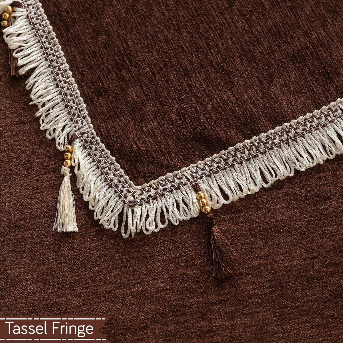 Serenity Tassel Chenille Sofa Cover with Tassel – Chestnut Luxe