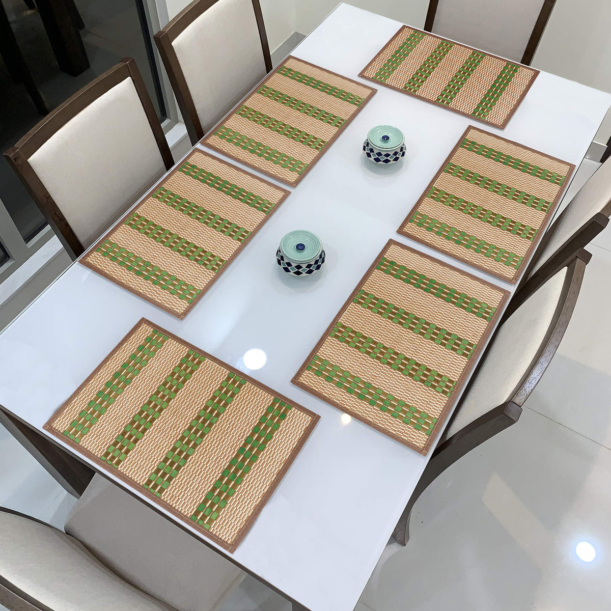 Heat Resistant Bamboo Dinner Mats, Green