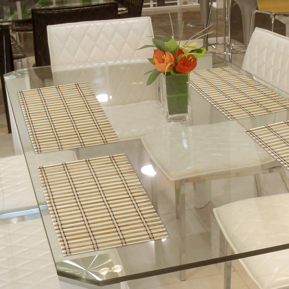 Heat Resistant Placemats Set of 4 Dining Table Mats, 45x30 cm, Hazelnut Brown