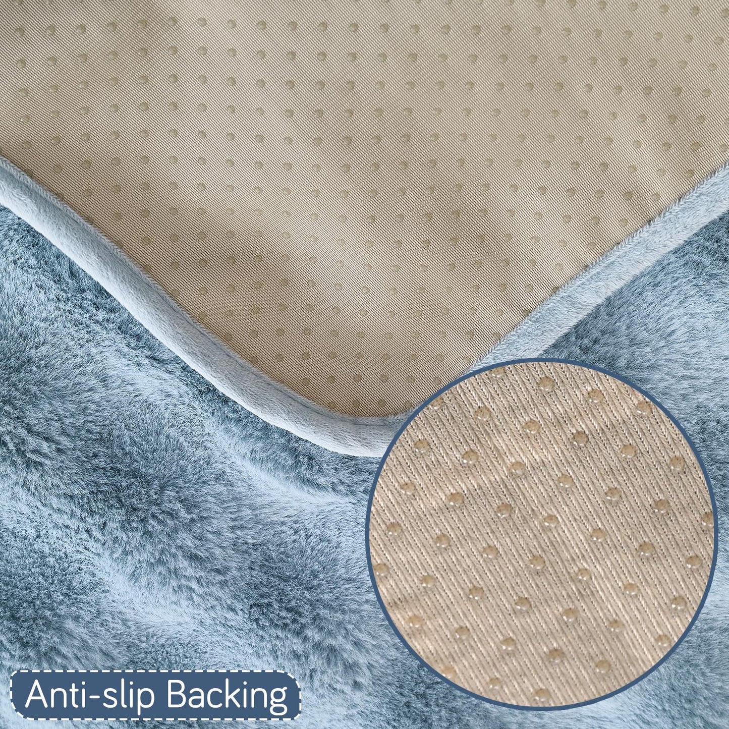 'FurHug' Premium Faux Rabbit Fur Sofa Seat Mats, Charm Blue