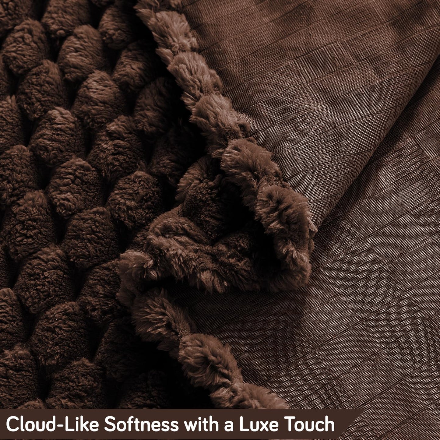 Luxury Rabbit Wool Plush Sofa Fluffy Throw, Dark Chocolate