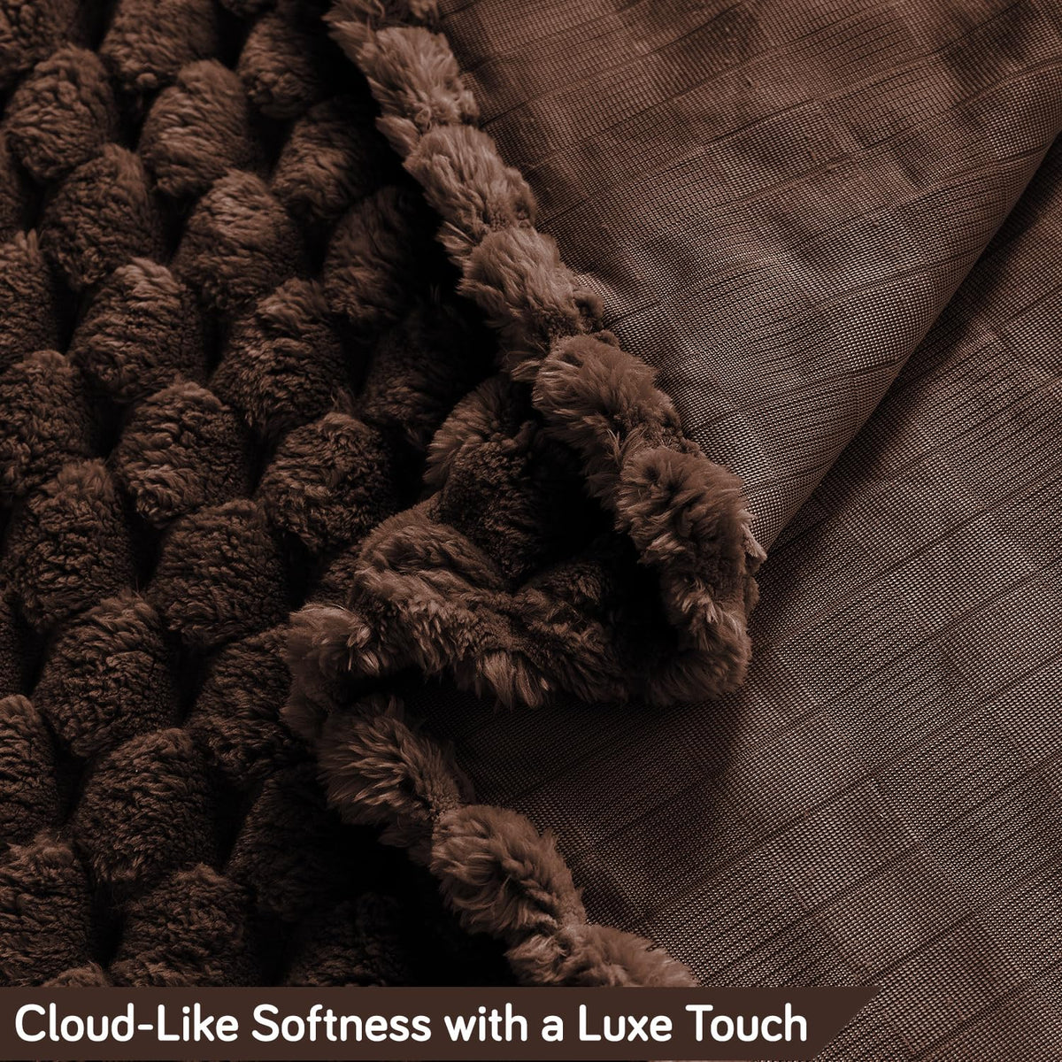 Luxury Rabbit Wool Plush Sofa Fluffy Throw, Dark Chocolate