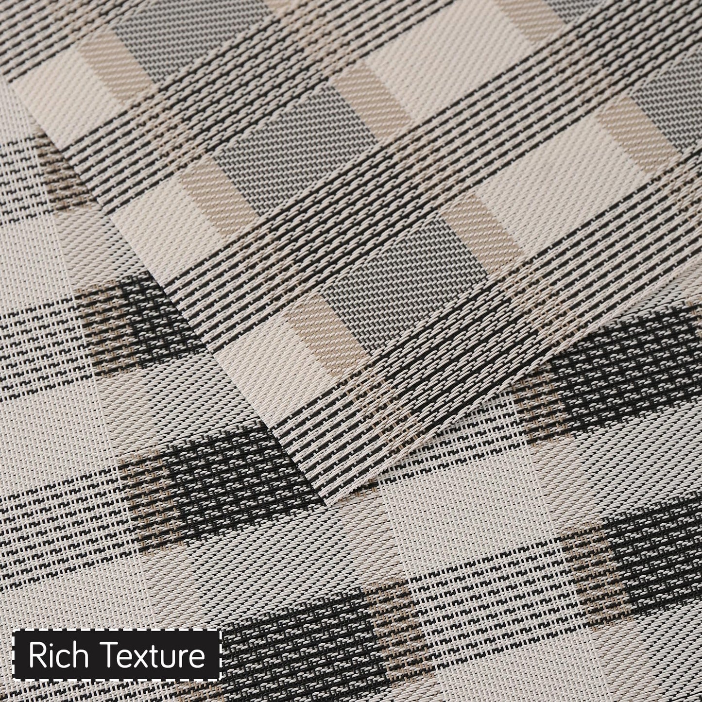 Classic Checks PVC Washable Mats for Dining Table - Sable Black