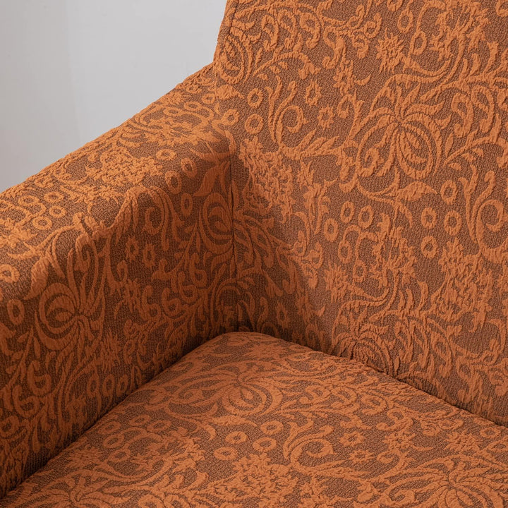 Caramel Brown stylish designer woven jacquard frill sofa cover 
