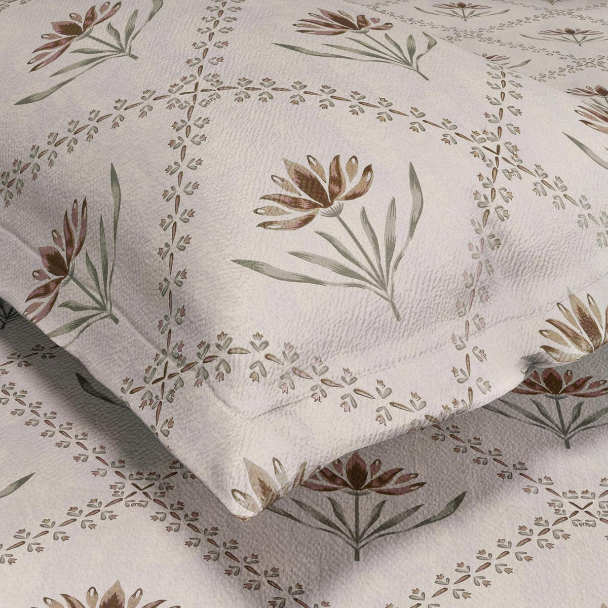 HOKIPO King Size Cotton Bedsheet, 2 Pillow Covers, Lotus, Terracotta - image 3