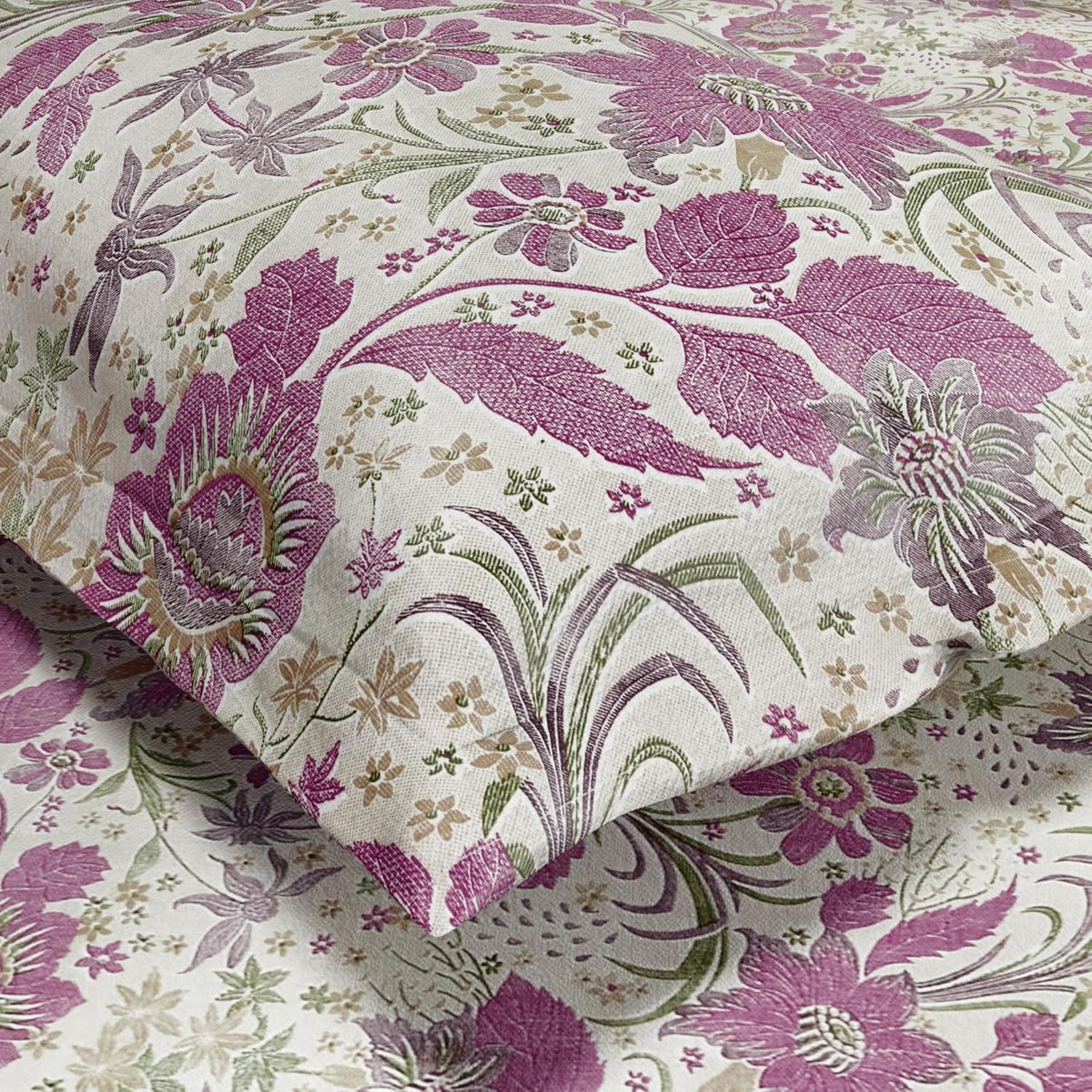 HOKIPO King Size Cotton Bedsheet, 2 Pillow Covers, Etched Botanicals, Plum - image 3