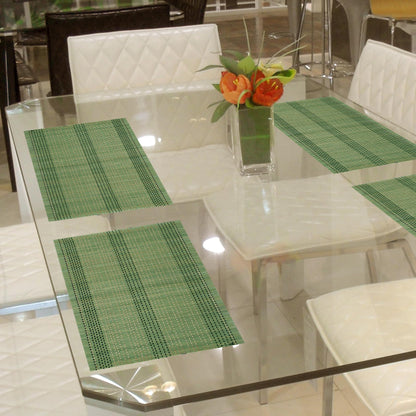 Reversible Bamboo Table Mats For Dining Table, Set Of 6 Placemats, 45X30 Cm, Green