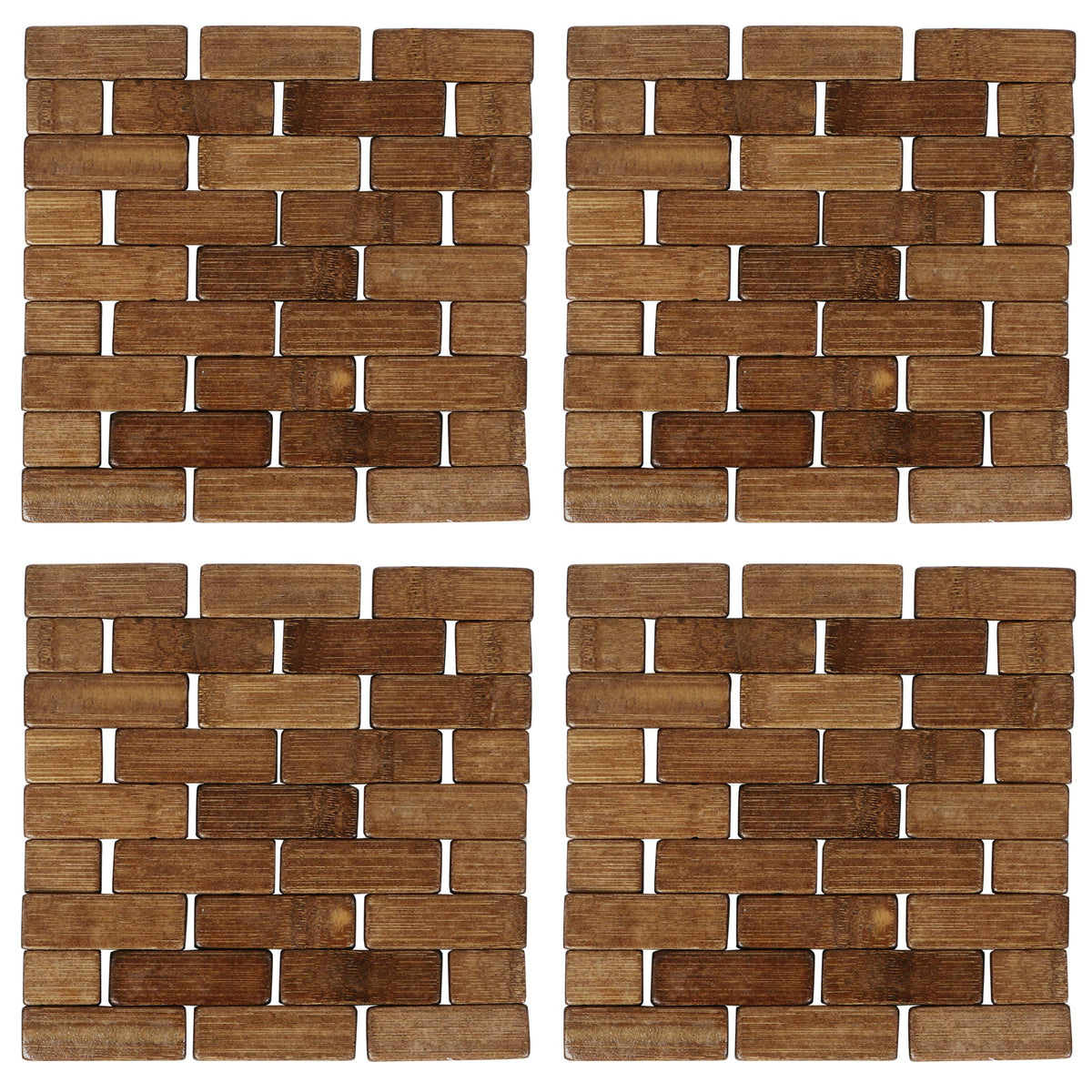 Square Bamboo Coaster, Pan Pot Holder, 18 x 18 cm, Pack of 2/4/6
