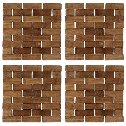Square Bamboo Coaster, Pan Pot Holder, 18 x 18 cm, Pack of 2/4/6