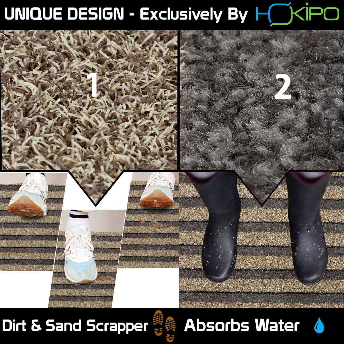 Rubber Back Dirt Trapper Entrance Door Mats Big Size, 48X78 Cm, Brown, Large Rectangle