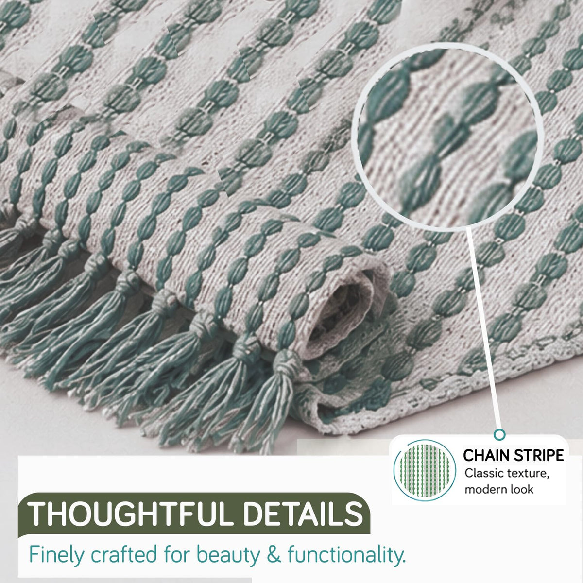 HOKIPO Willow Breeze Chain Stripe Sofa Throw Blanket, 50x60 in, Sage Mint - image 3