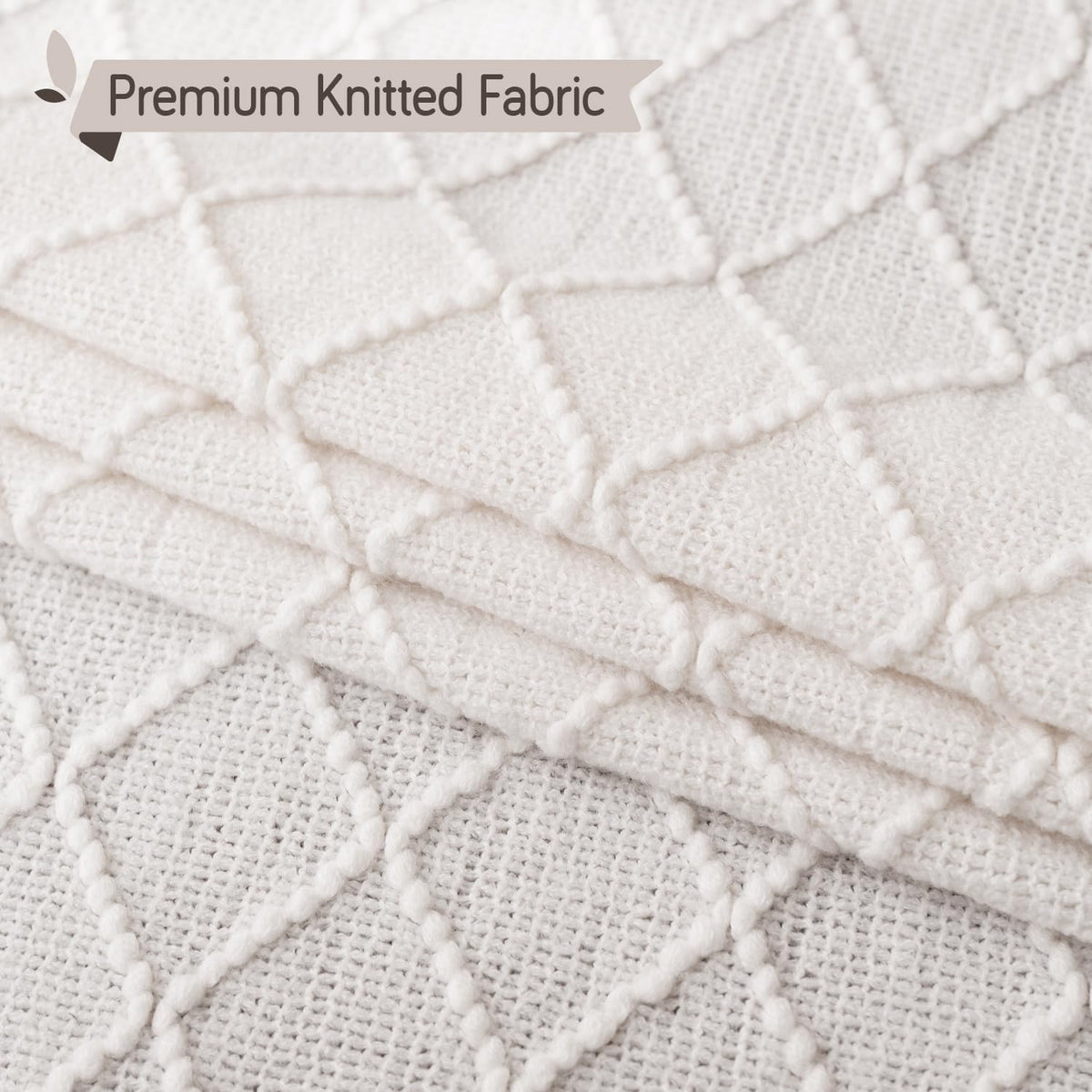 HOKIPO Diamond Knit Sofa Throw Blanket for Sofa, 50x65 in, Pearl White - image 3