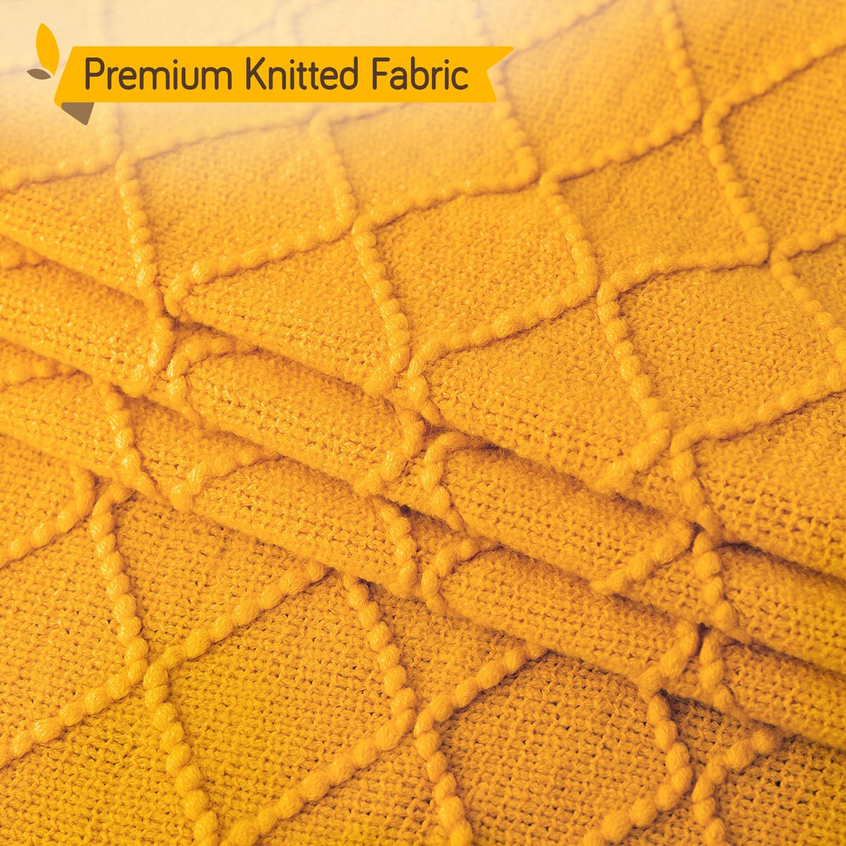 HOKIPO Diamond Knit Sofa Throw Blanket for Sofa, 50x65 in, Golden Ochre - image 3