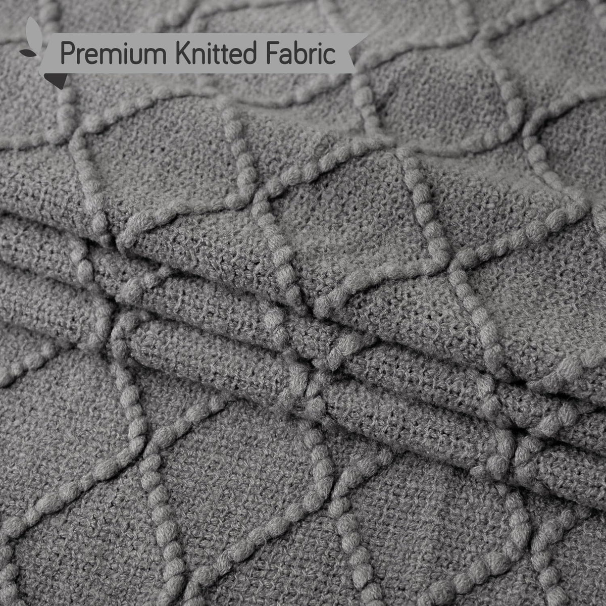 HOKIPO Diamond Knit Sofa Throw Blanket for Sofa, 50x65 in, Charcoal Grey - image 3