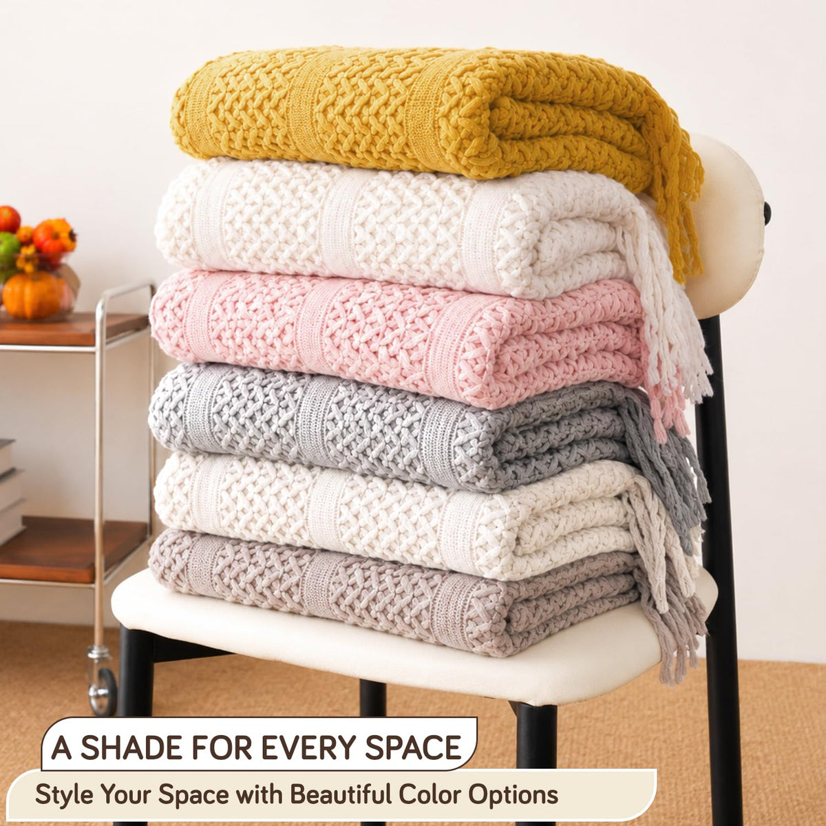 HOKIPO Open Lace Knit Sofa Throw Blanket for Sofa, 50x65 in, Vanilla White - image 5