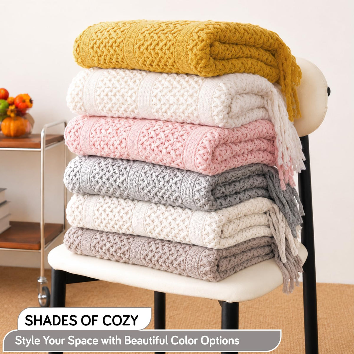 HOKIPO Open Lace Knit Sofa Throw Blanket for Sofa, 50x65 in, Dove Grey - image 5