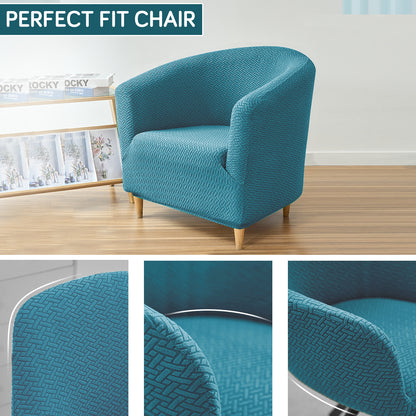 HOKIPO Premium Jacquard Stretchable Tub Chair Cover Slipcover, Turquoise