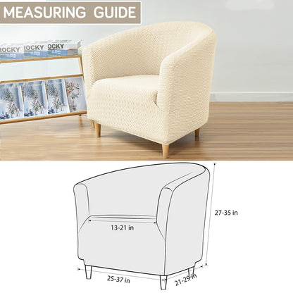 Premium Jacquard Stretchable Tub Chair Cover Slipcover, Beige