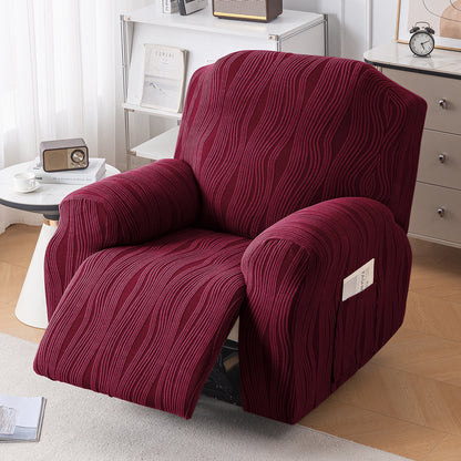 Nestiva Series Premium Knitting Jacquard Recliner Sofa Cover for 1 Seater - Burgundy