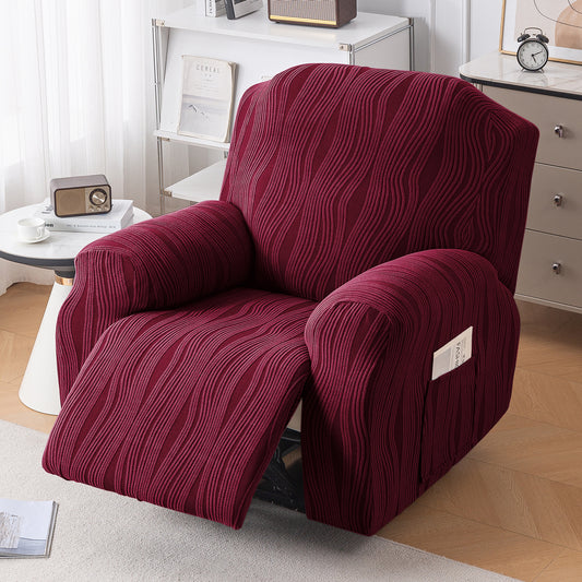 Nestiva Series Premium Knitting Jacquard Recliner Sofa Cover for 1 Seater - Burgundy