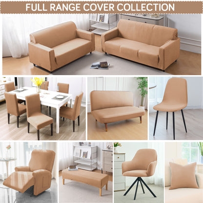 SereneSolids Stretchable Elastic Armless Sofa Cover – 140 GSM, Futon Slipcover, Easy Fit, Camel