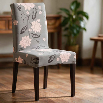 Elastic Stretchable Dining Chair Cover, Grey Dahlia