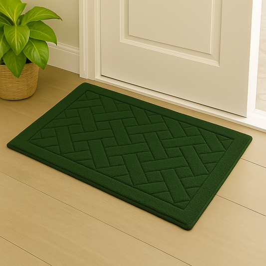 Entrance Door Inside and Outside Dirt Trapper Mat Polypropylene Fiber Anti-Slip Rubber Back Machine Washable Mat, Rectangular - 45 x 70 cm, Green